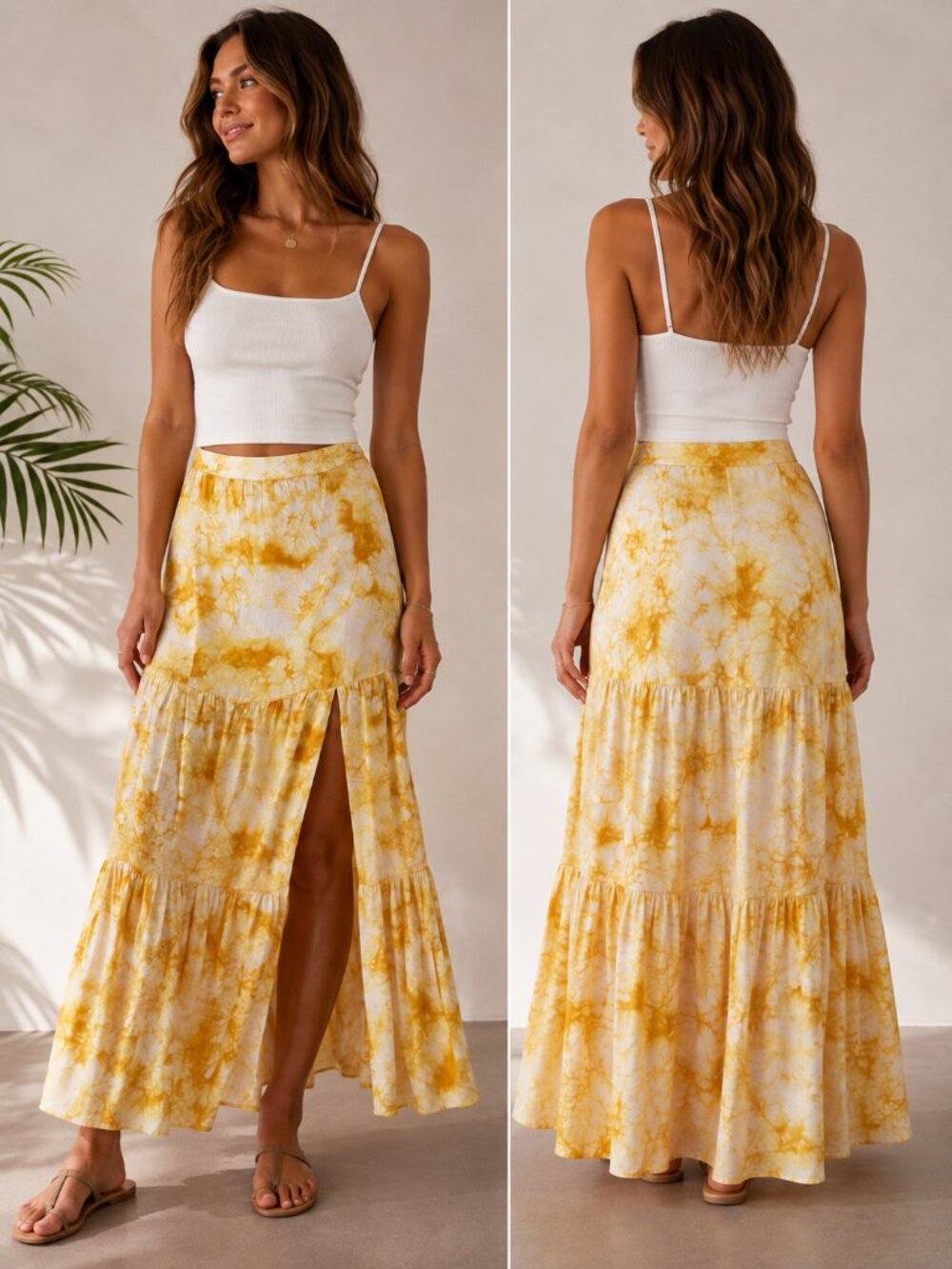 Sachin + Babi Jasper Tie-Dye Cotton Maxi Skirt Mustard Size 8 NWT